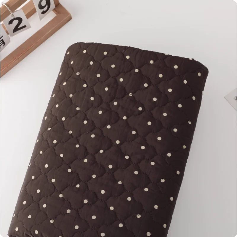 Brown polka dot embroidered quilted cotton fabric for autumn and winter coat, vest, cotton-padded jacket clothing diy fabric