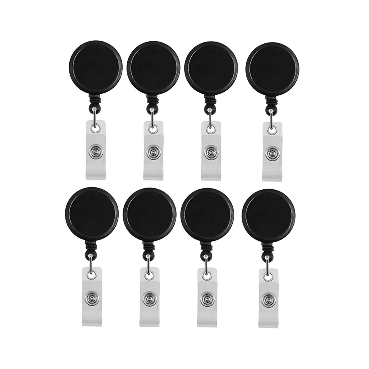 Anti-Theft Metal Easy-To-Pull Buckle Rope Elastic Keychain Sporty Retractable Key Ring Anti Lost 8Pack Black