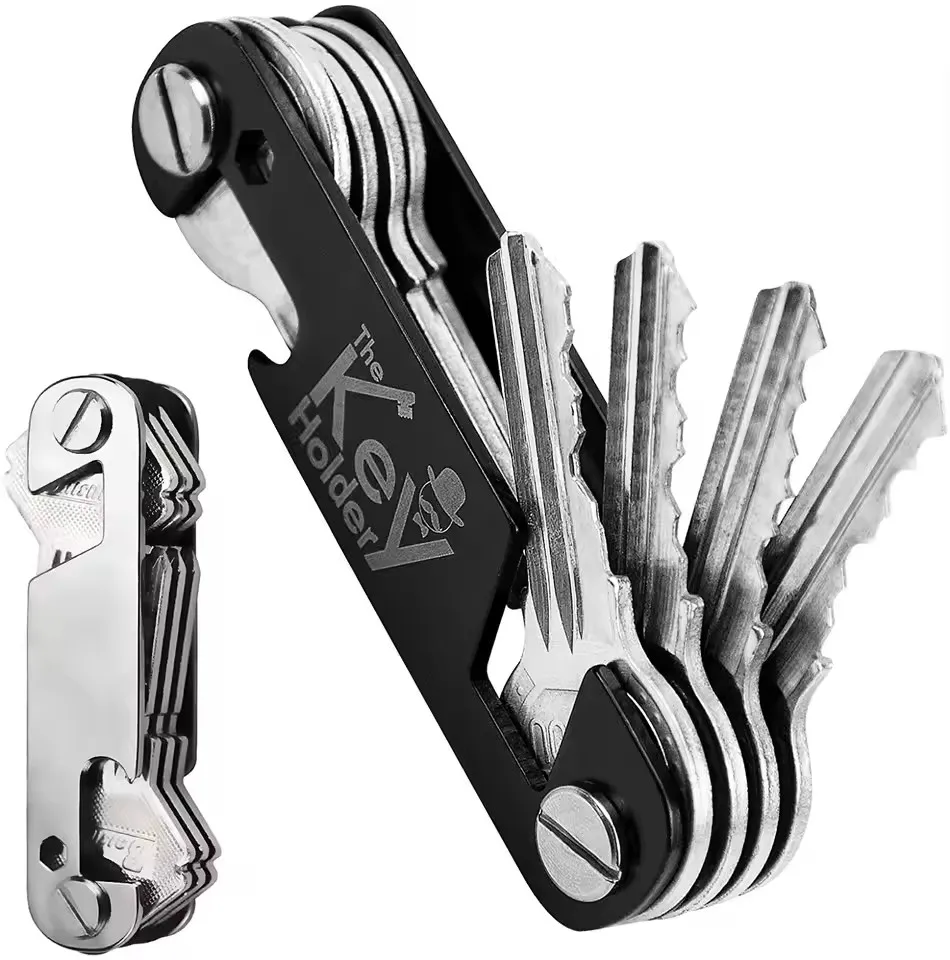 Men's Fashion Stainless Steel Keychain Holder Compact Smart Multifunctional Key Organizer for Minimalist Style