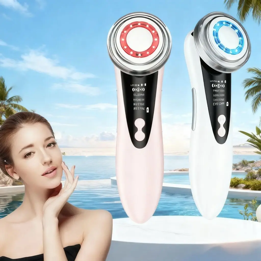 Massaggiatore facciale multifunzione 4 in 1 RF EMS Strumenti per la cura della pelle Dispositivo per la bellezza del viso Rimozione del doppio mento Massaggiatore rassodante per il viso