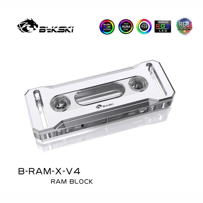 Bykski B-RAM-X-V4, RAM waterkoelblok Gebruik voor dubbel of 4 kanalen met 2 stuks / 4 stuks Armor PC-gekoeld systeemradiator RGB SYNC