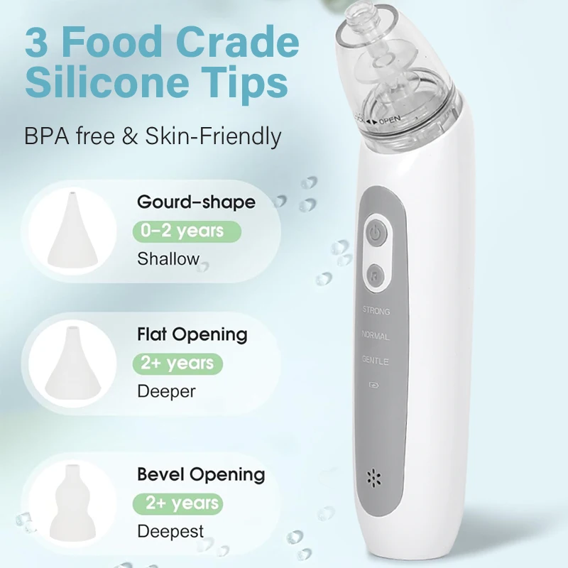 Nasal Aspirator for Baby Electric Nose Aspirator for Toddler Nose Sucker Automatic Nose Cleaner with Music and 3 Silicone Tips