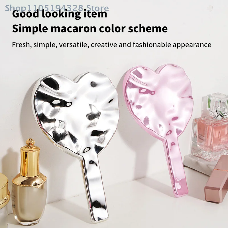 [MP] 1 pz specchio per trucco portatile specchio a forma di cuore d'amore manico femminile trucco strumenti di bellezza cosmetica specchio per trucco cosmetico portatile