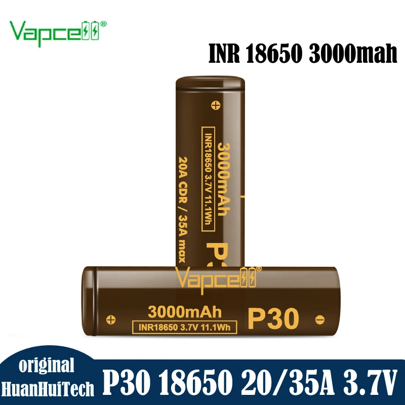 Long Cycle Life Lithium Battery Original Vapcell P30 INR 18650 3000mah 20A/35A 3.7V Battery For Flashlights Similar As HG2/VTC6