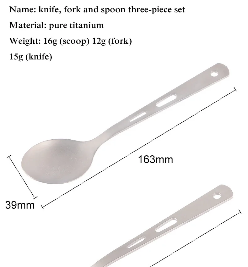 Outdoor 1Set Pure Titanium Fork And Spoon Swiss Cutlery Camping Accessories Tableware Portable Camping Fork Spoon