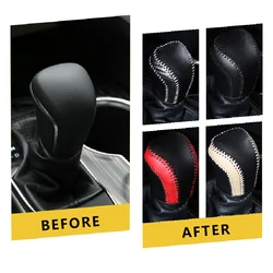 Leather Car AT Gear Shift Knob Cover Gear Head Collars for Toyota Camry 70 Corolla 2019 2020 2021 Interior Accessories