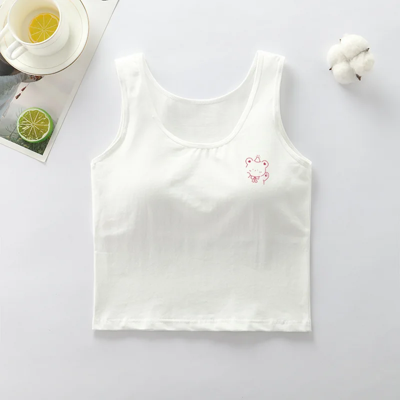 1 قطعة القطن الأطفال تانك القمم المراهقين الملابس الداخلية الاطفال سترة رياضية طالب في سن المراهقة المرحلة التنموية Underwaist مع كوب مبطن