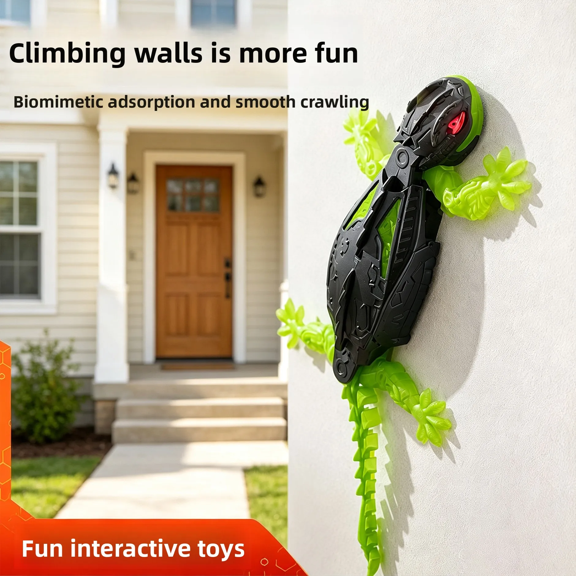 2.4G Remote Control Wall Climbing Gecko Toy, RC Bionic Gecko with LED Breathing Light, 360° Rotation Prank Insect, Party Gift