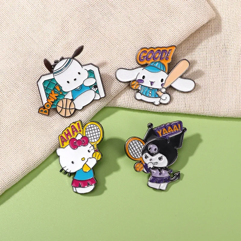 Sanrio Cute Brooch Cartoon Surrounding Hello Kitty Kuromi Cinnamoroll Lovely Clothes Decoration Badge Fashion Jewelry Brooches