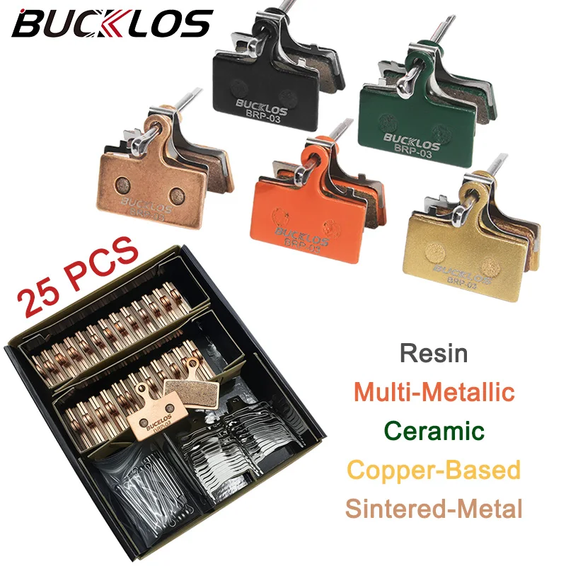 

25 Pairs BUCKLOS Bike Resin Disc Brake Pad for Shimano M8000 M785 M9000 M9020 M987 M988 M985 M7000 M675 M615 Bicycle Brake Pads