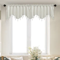 1 PC Italy Fabric S-Shaped Curtain Valance with Beads，Modern Pure Color Wave Valance for Living Room, Window and Door Decoration