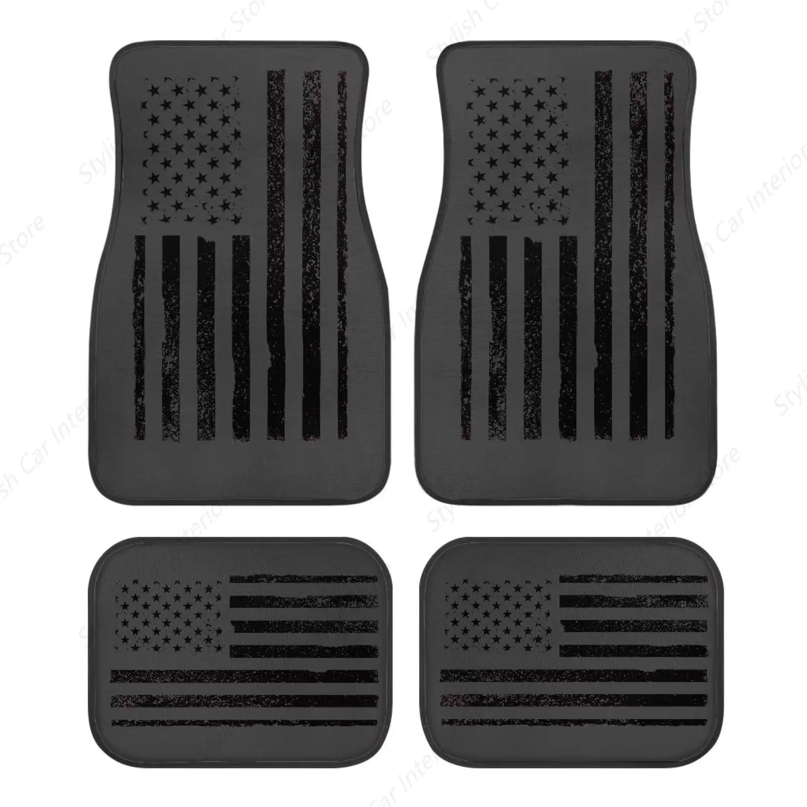 

Universal Car Floor Mats with 4 Pieces Set American Flag Heavy-Duty Floor Mats for Cars Anti-dust Automotive Floor Mats Black