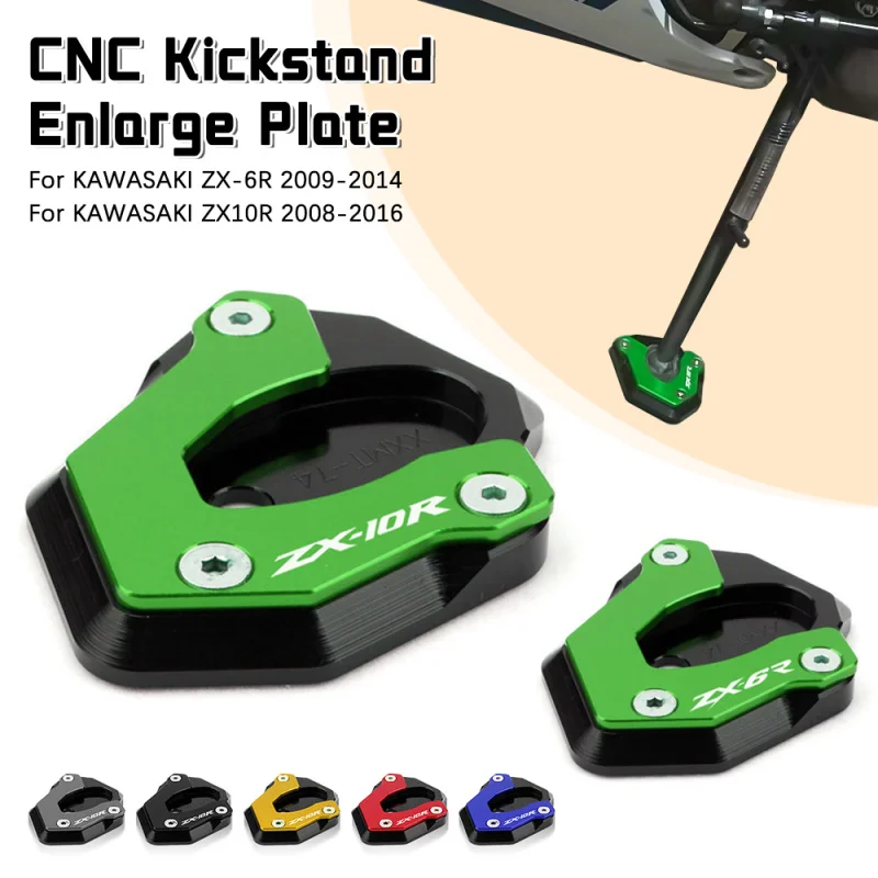 

For KAWASAKI ZX-6R ZX-10R ZX6R ZX10R ZX 6R Motorcycle CNC Kickstand Foot Side Stand Extension Pad Support Plate Enlarge Stand