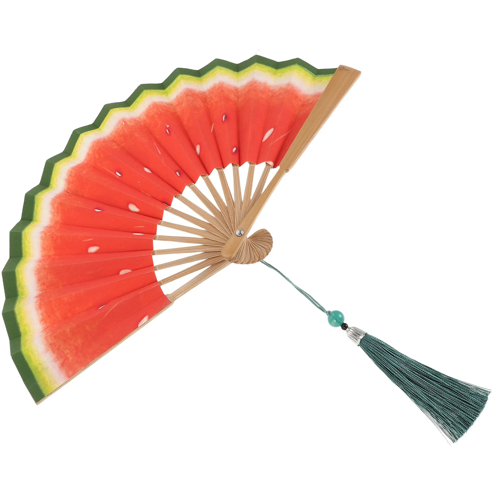 

Handpainted Watermelon Folding Fan 5 Inch Bamboo Handheld For Festival Concert Dance Party Outdoor Summer Events