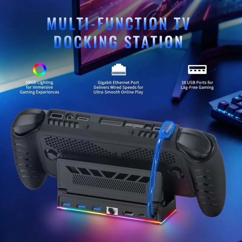 For Steam Deck For ROG Ally/ Handheld Console Docking Station 6-In-1 For Gaming TV Adapter Hub PD Charging User-Friendly