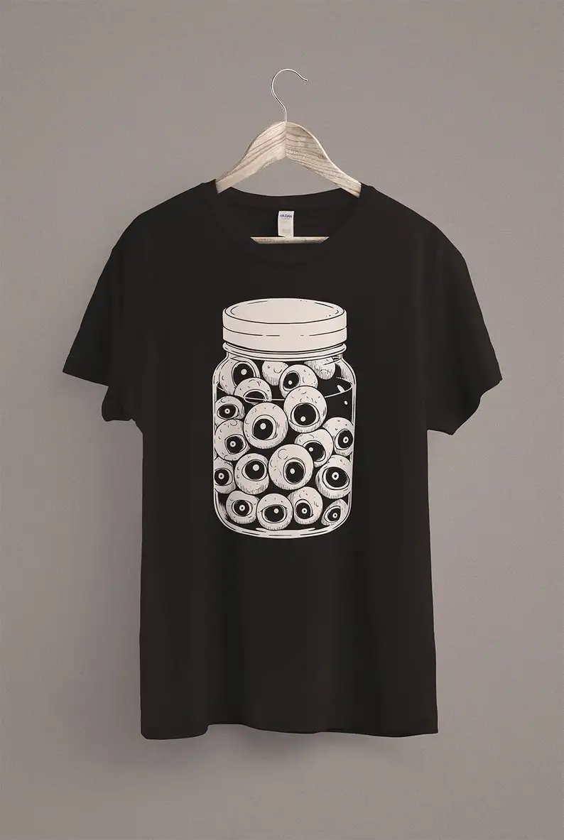 Weirdcore Eyeballs in a Jar TShirt  Eyeball Dreamcore Aesthetic  Grunge Clothing  Edgy Trippy Shirt  Horror eGirl clothes