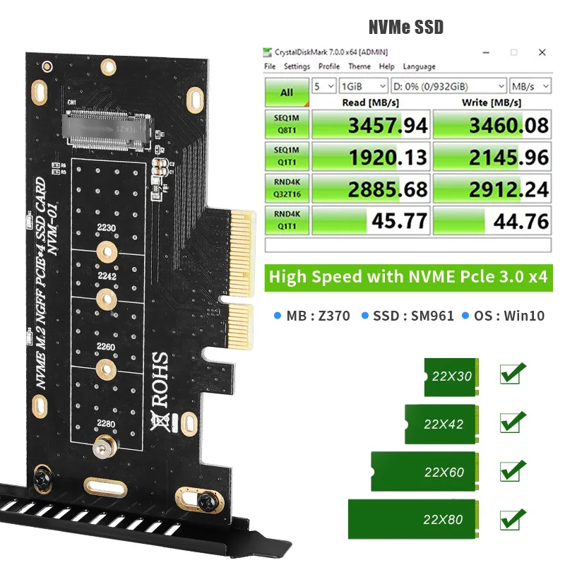 بطاقة محول Icosmart-pcie إلى m.2 للكمبيوتر ، nvme ، ngff ، ssd ، محرك الحالة الصلبة ، مفتاح m