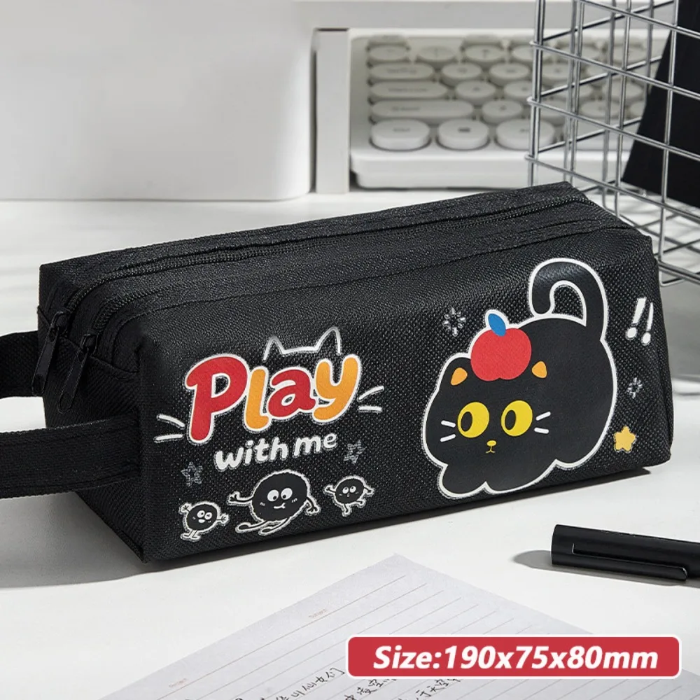 

INS Puppy/Kitten Pattern Pen Bag Double Layers Large Capacity Stationery Bag Portable Pencil Case Gift