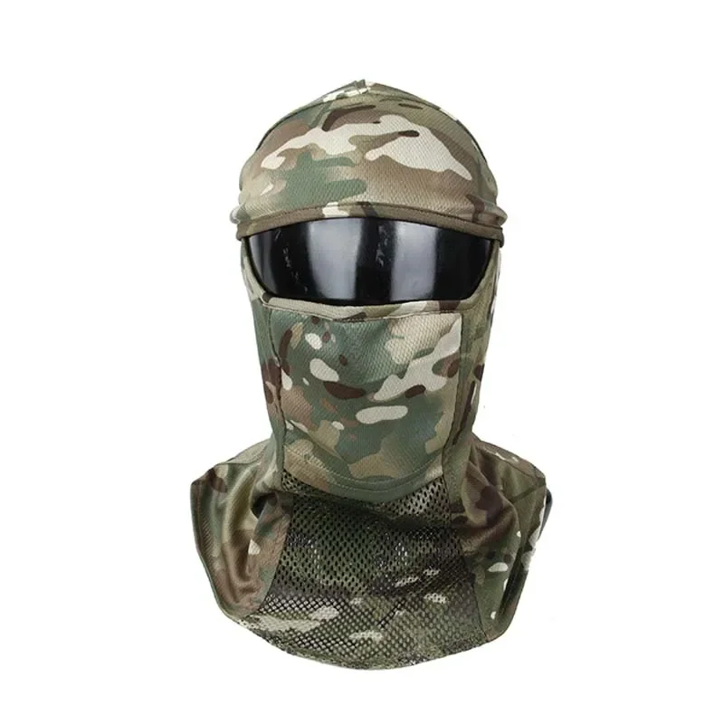CS Tactical Camo Head Cover Mesh Balaclava Full FaceMask Sunscreen Dust-proof Full-wrapped Headscarf