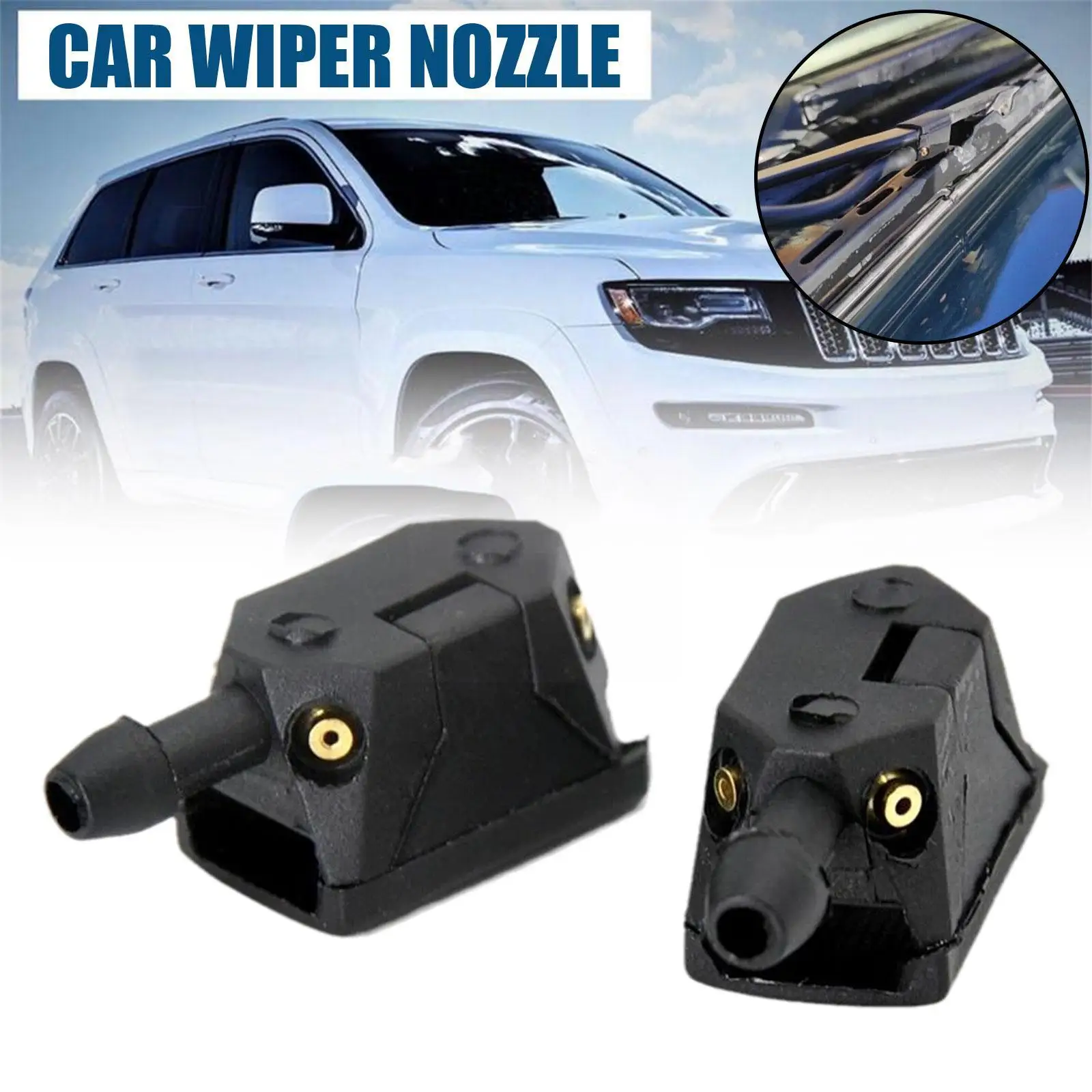 

2pcs Universal Car Windscreen Universal Washer Wiper Water Mounted Nozzles Spray Nozzle Jet New D1h1