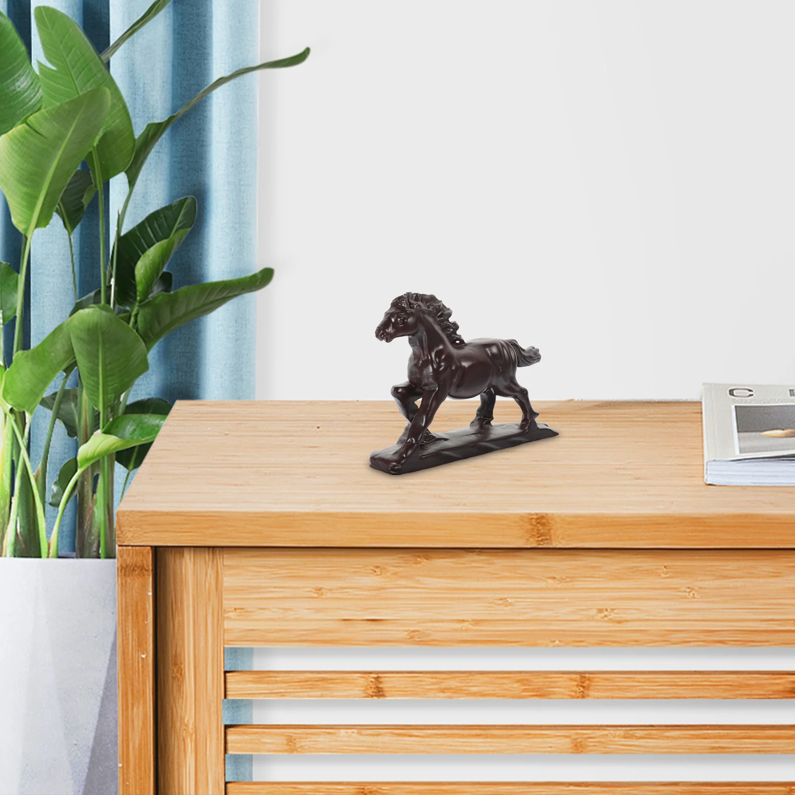 

Wooden Horse Sculpture Carved Ornament Smooth Surface Home Decor Desktop Tabletop Decoration Positive Gift