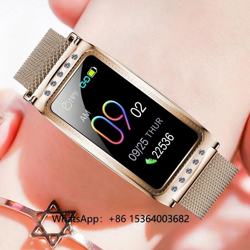 

TJXL-Fashion Women Ladies Smart Bracelet F28 With Heart Rate Blood Pressure Monitoring IP68 Waterproof Wrist Watch for Female