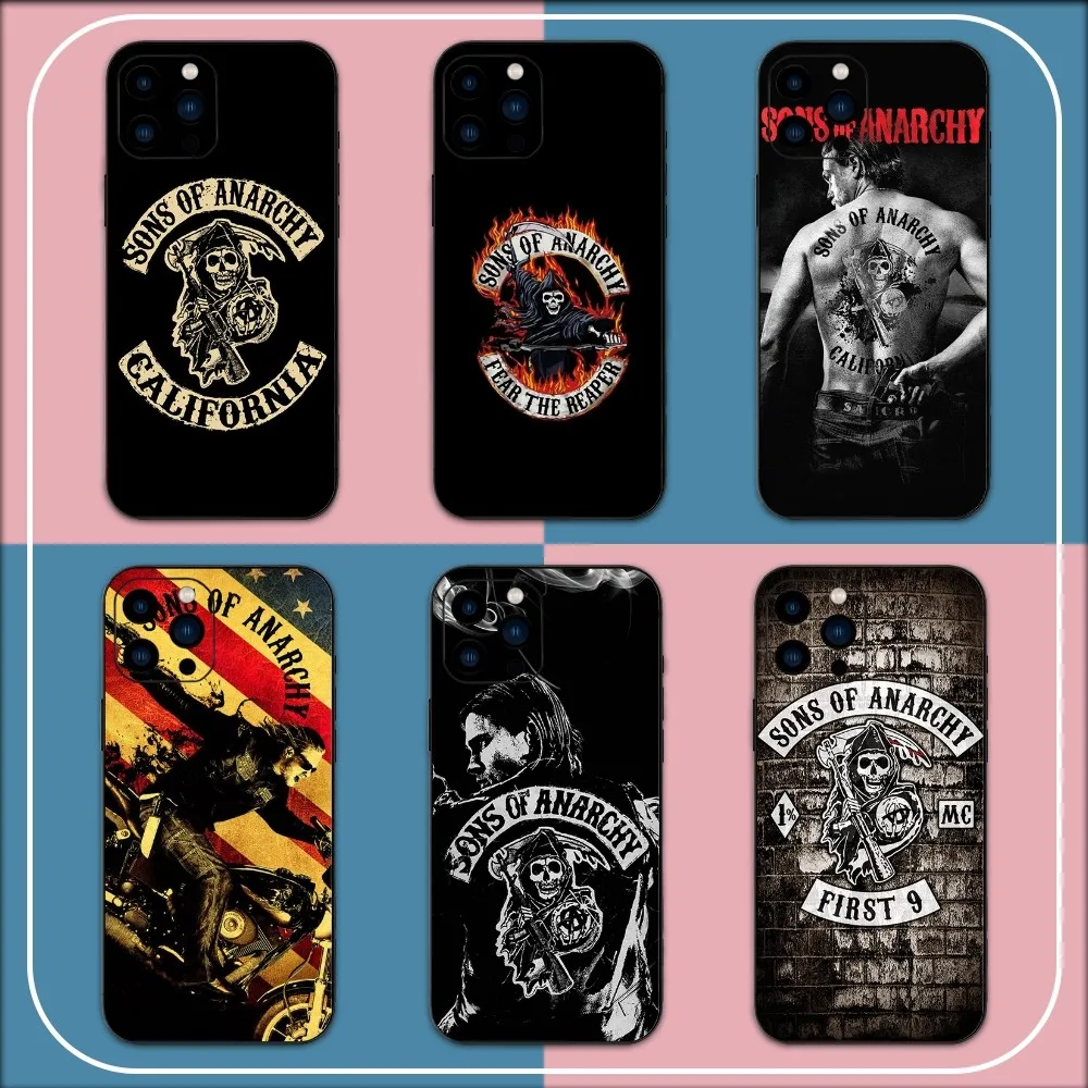 Tv Sons of Anarchy Phone Case For iPhone 15 14 13 12 11 Pro Max mini XS XR X 8 Plus SE Black Cover