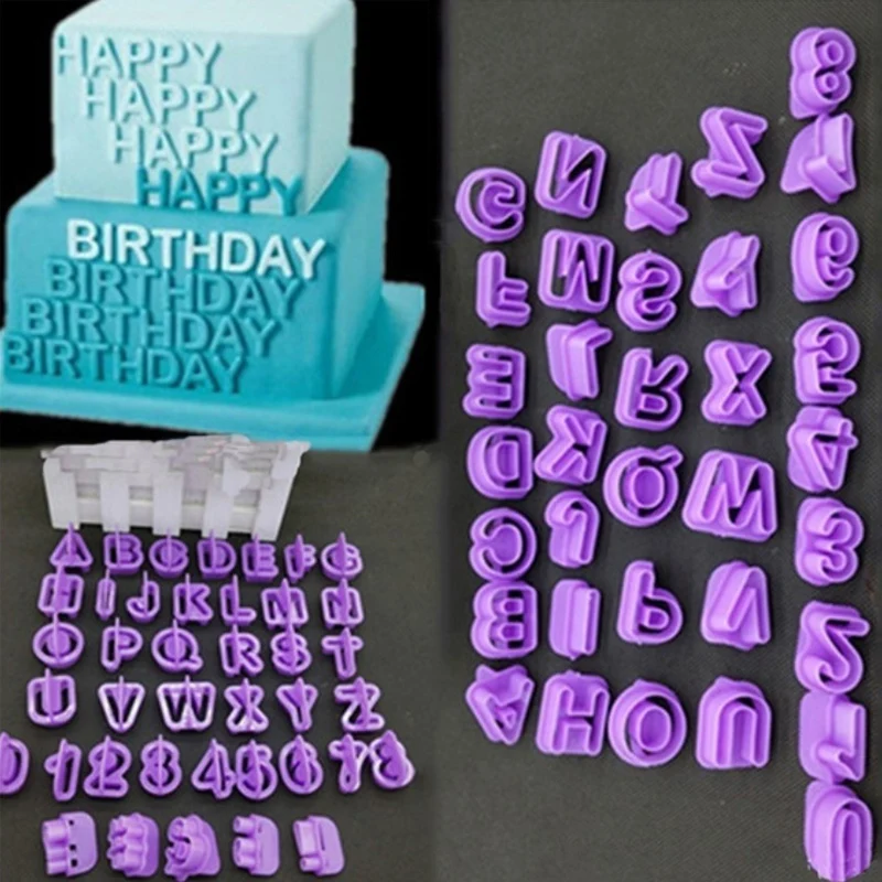 40pcs/set Alphabet Cake Molds Figure Plastic Letter Fondant Mold Cookie Cutter Number Cake Mould Baking Decorating Tools