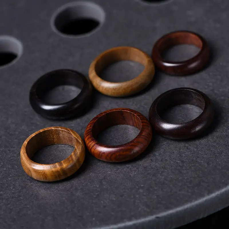 لتقوم بها بنفسك خواتم الخشب الطبيعي ريترو خشب الصندل الأبنوس باقان سحب الاصبع اليدوية خشب الأبنوس فنجر مصقول خاتم هدية للرجال النساء