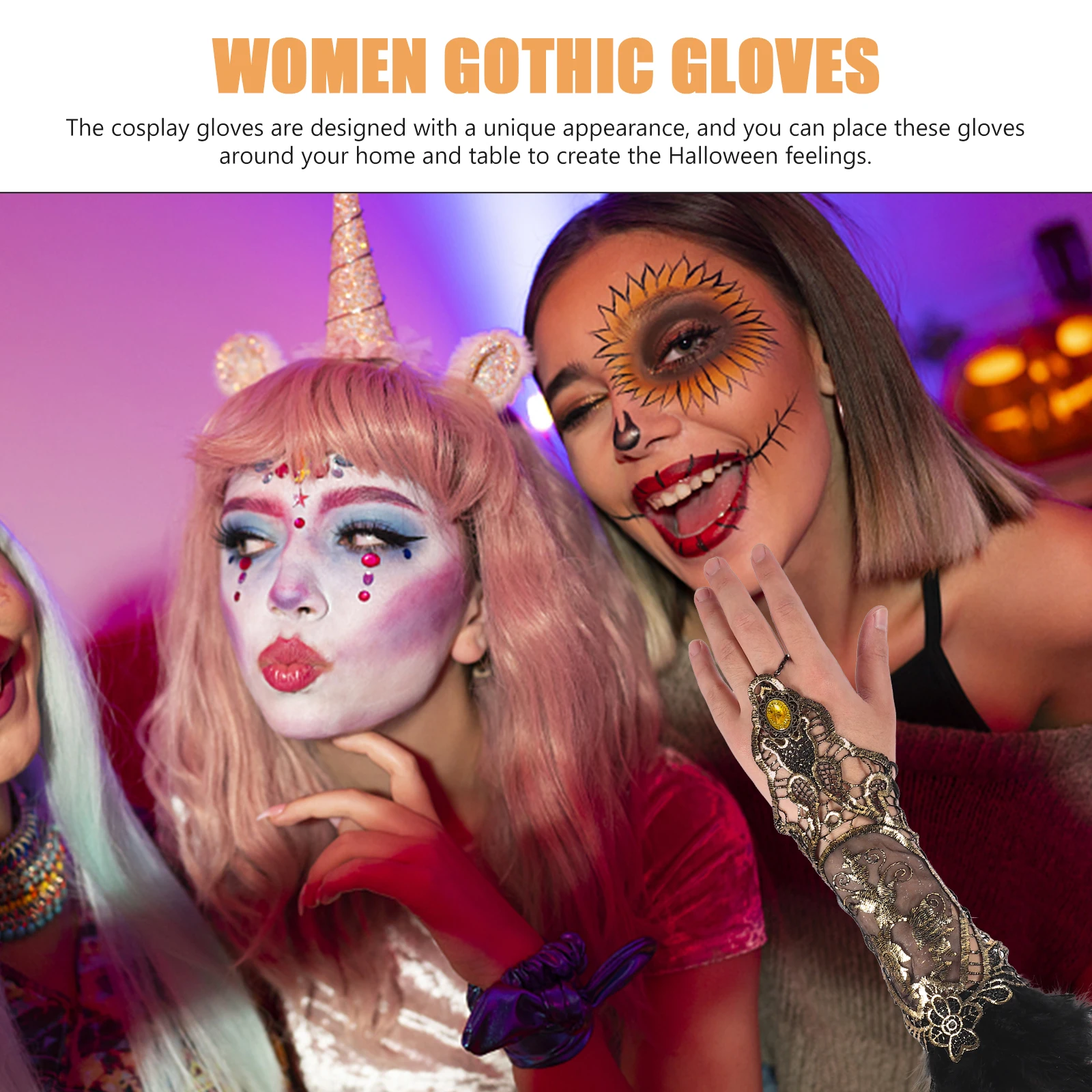 

1Pair Gothic Vintage Lace Punk Gloves Long Adjustable Tying Lace Arm Gloves Halloween Cosplay Cosplay Accessories