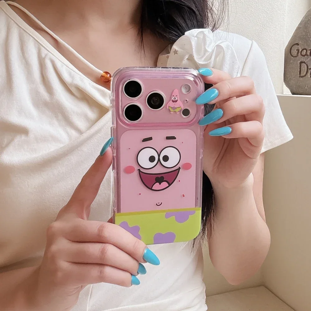 Funda para iPhone 17 Pro 16 15 Pro Max, Diseño de Bob Esponja y Patricio Estrella, Carcasa Rígida Antigolpes