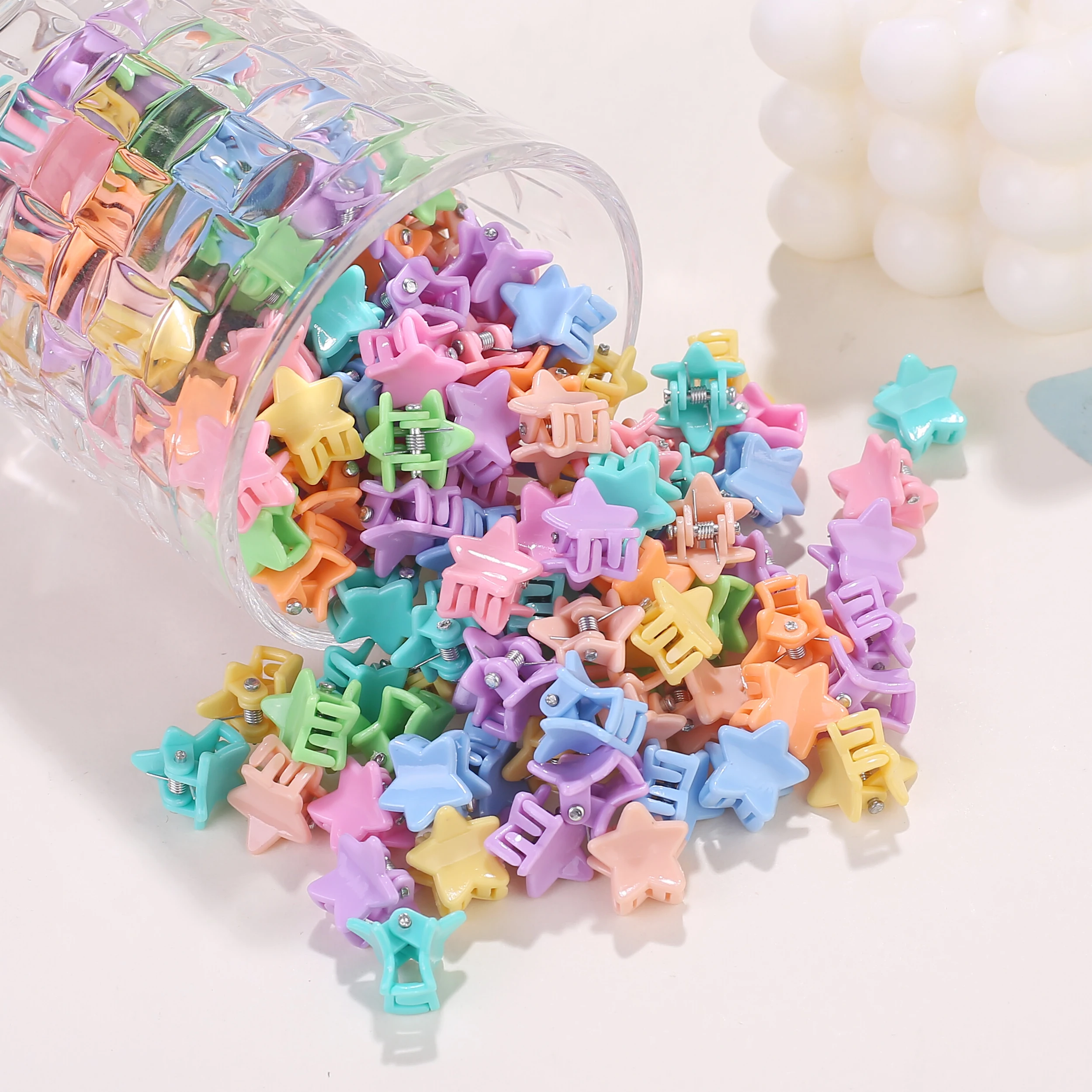 30/50/100Pcs Mini Star Hair Claw Clips, Candy Color Non‑Slip Small Grab Hair Barrettes, Sweet Bangs Hair Pins for Little Girls D - view 5