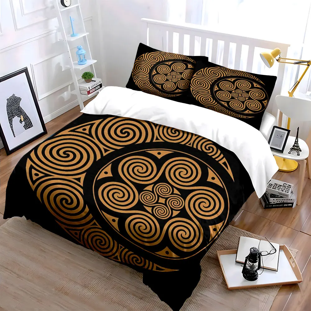 

Golden Spiral Moon Decorations Set Soft Skin-Friendly Bedding Set Includes 1 Duvet Cover And 2 Pillowcase, Gift