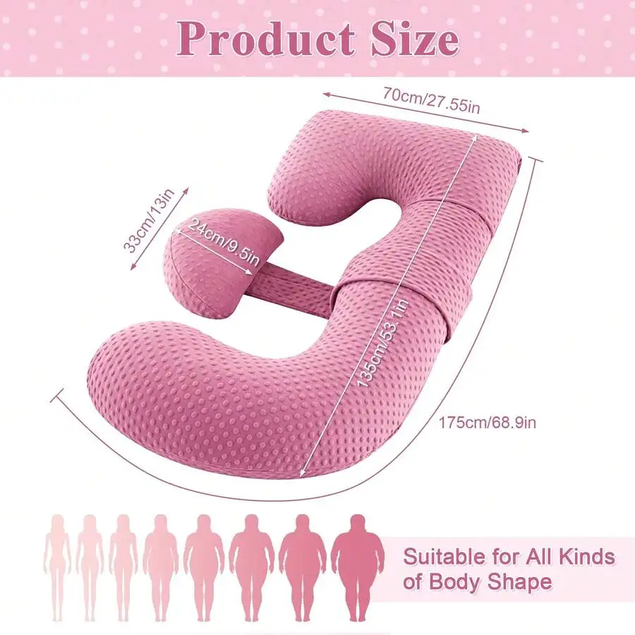 Pregnancy Pillows For Sleeping,E Shaped Full Body Maternity Pillow For Adults, 2 In 1 Maternity Pillow With Removable Cover, Lar