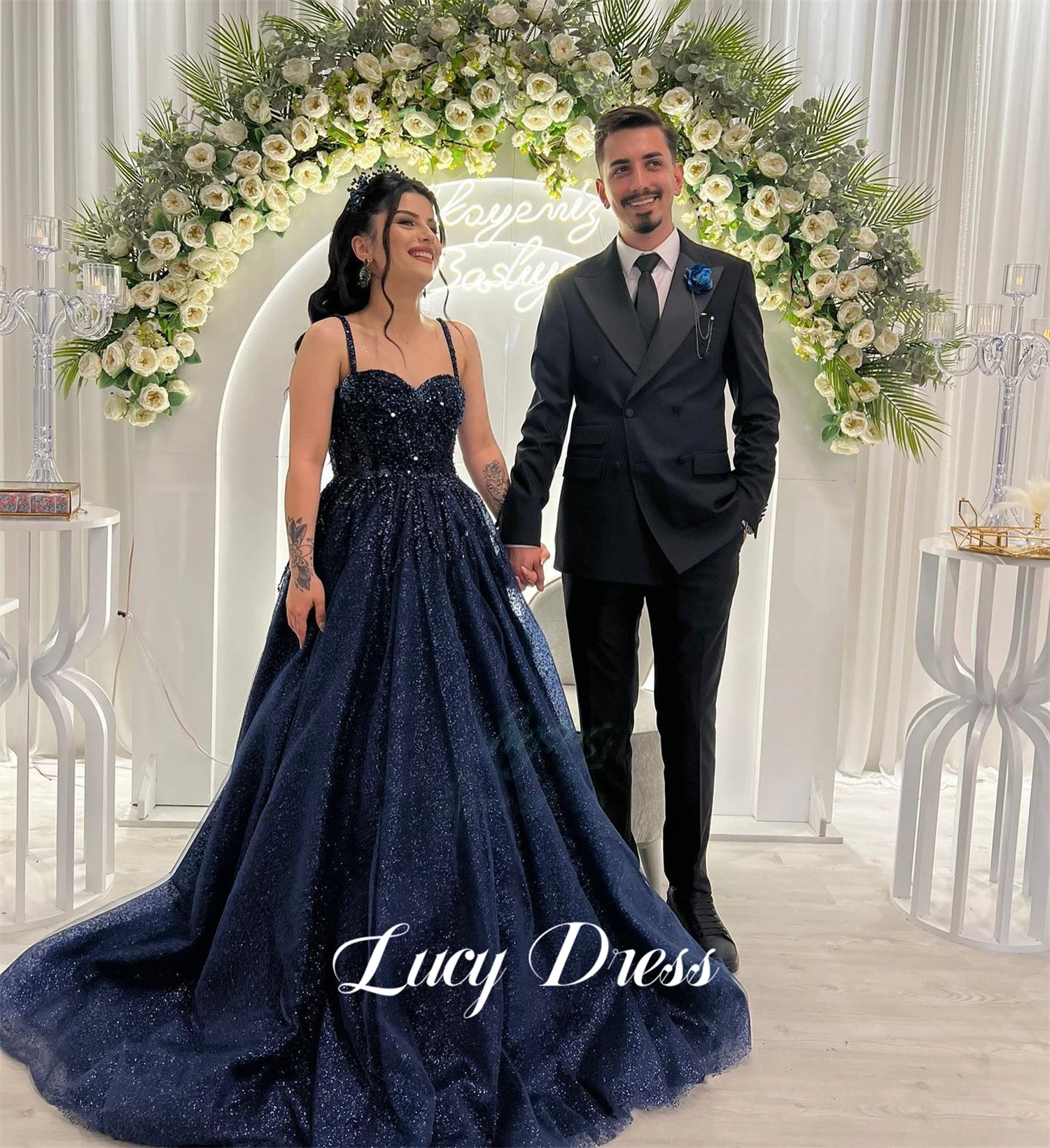 Lucy Women's Women Evening Dress Wedding Party Dark Blue Robes De Cocktail Dresses prom dresses party dresses فساتين سهرة