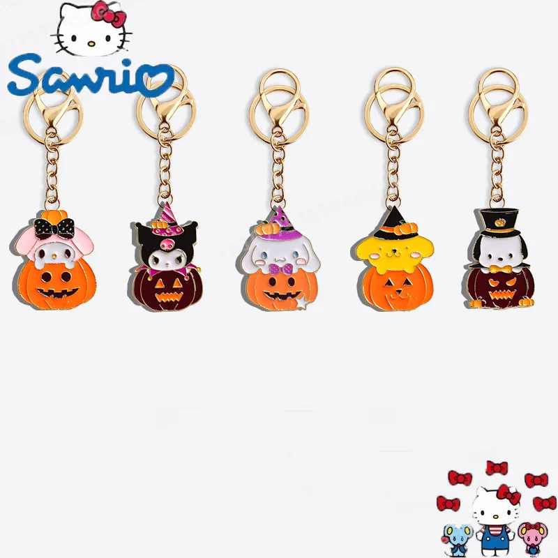 

Sanrio Hello Kitty Alloy Drip Key Chain Cute Melody Halloween Ghost Funny Delicate Bag Pendant Cartoon Gift Key Chain Pendant