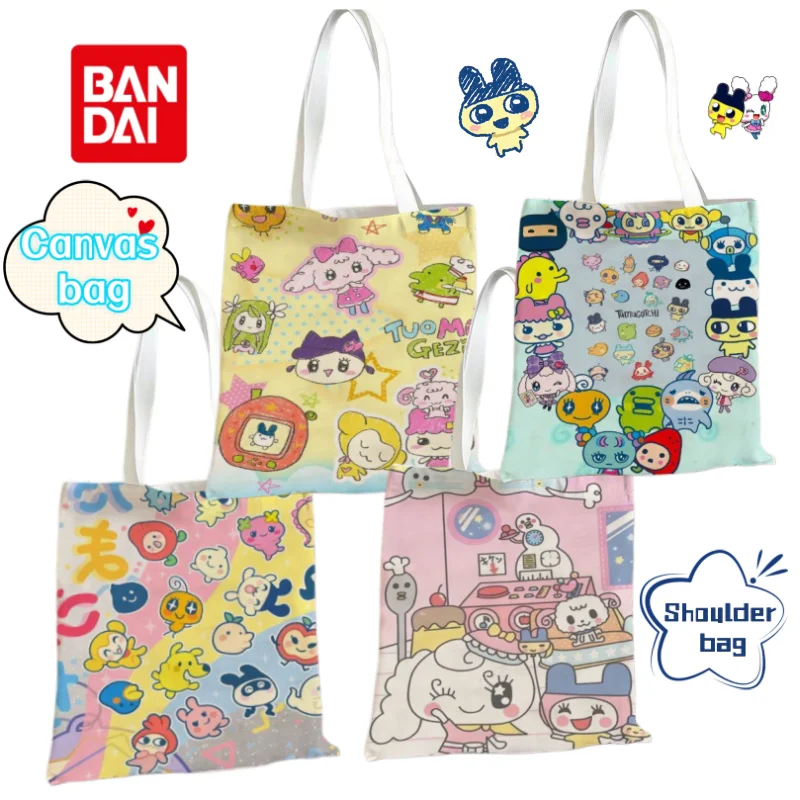 

New Bandai Tamagotchi Canvas Shoulder Bag High Beauty Creative Personality Student Large Capacity Cartoon Portable Tutors' Bag