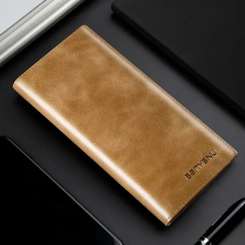 Banyanu Leather Factory Wallet Men's Short Leather Ultra Thin Anti Theft Brushed Leather Wallet with Zipper Leather Wallet Women