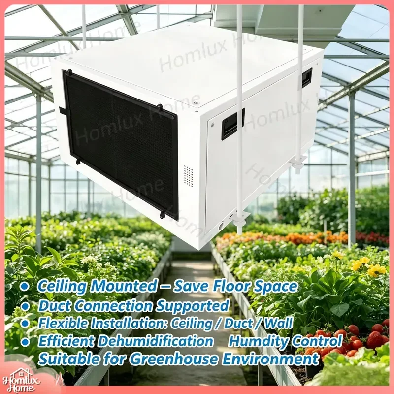 150L Industrial Dehumidifier Large Capacity Ceiling Mounted Dehumidifier for Greenhouse Warehouse Factory Basement Basement