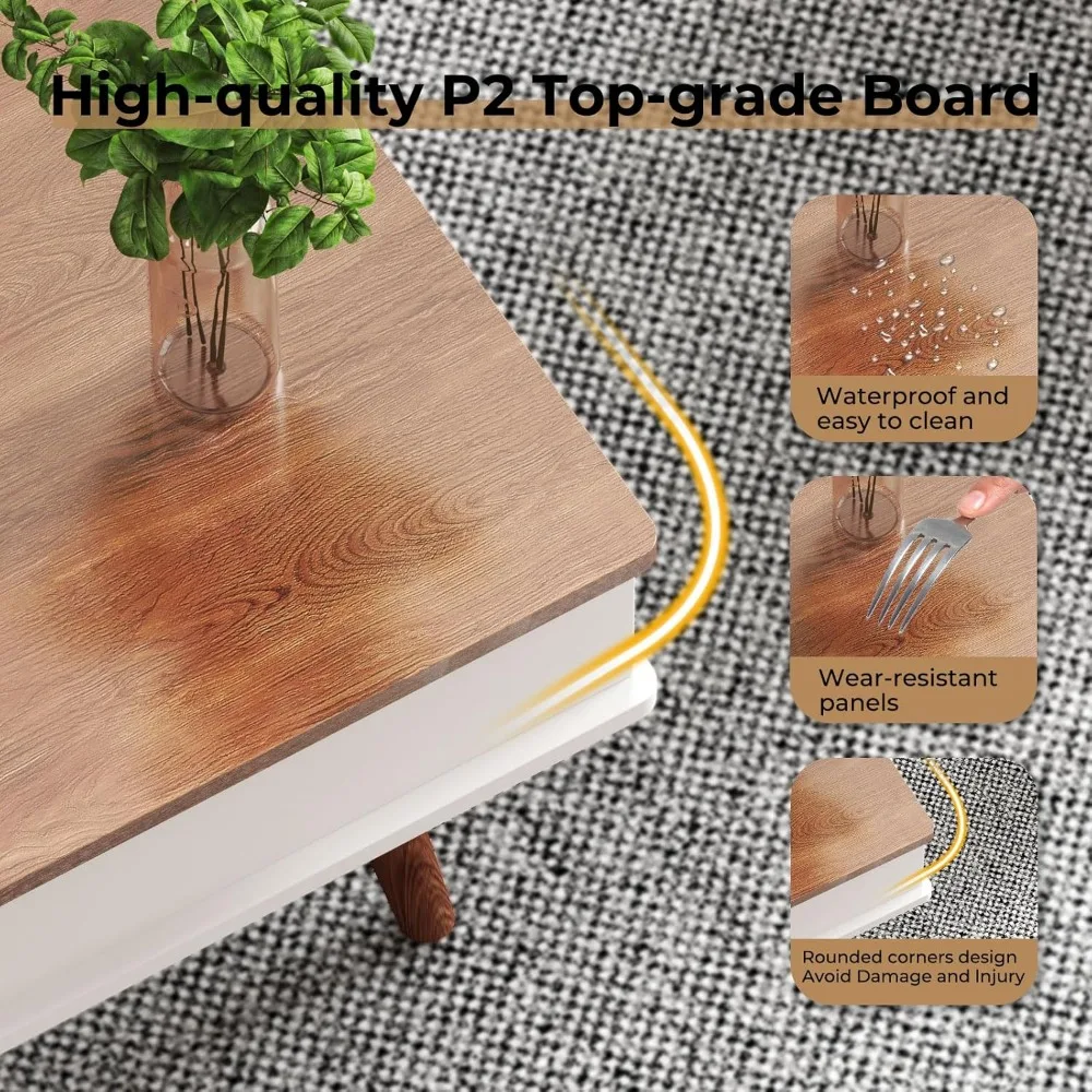 Rising Coffee Table with Quick Lift Top and Large Hidden Storage