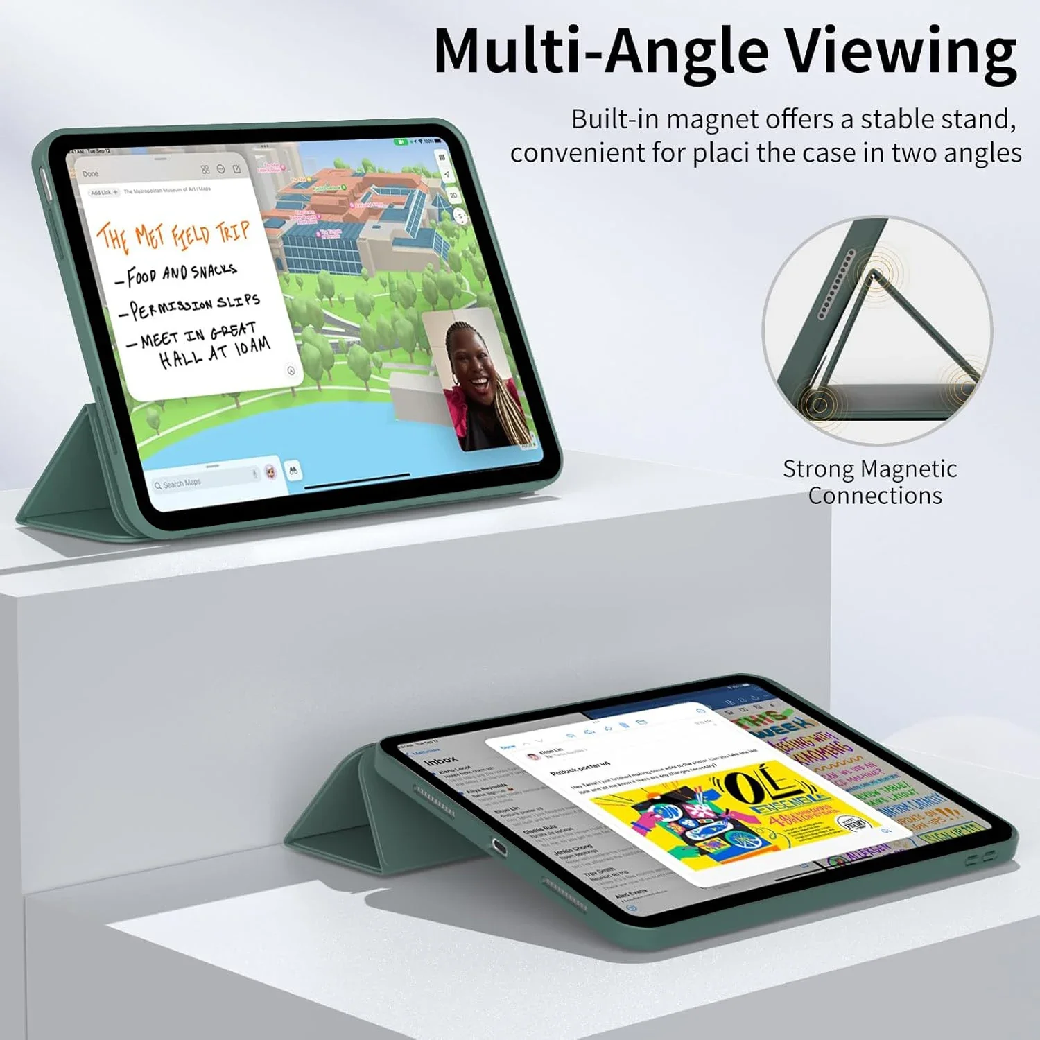 Case For iPad 11th A16 Pro Air 13 11 M3 M2 2025 12.9 9 8 7 6 5 4 10 th Mini 7 6 Magnetic Flip Stand Tablet Cover Soft Back Shell