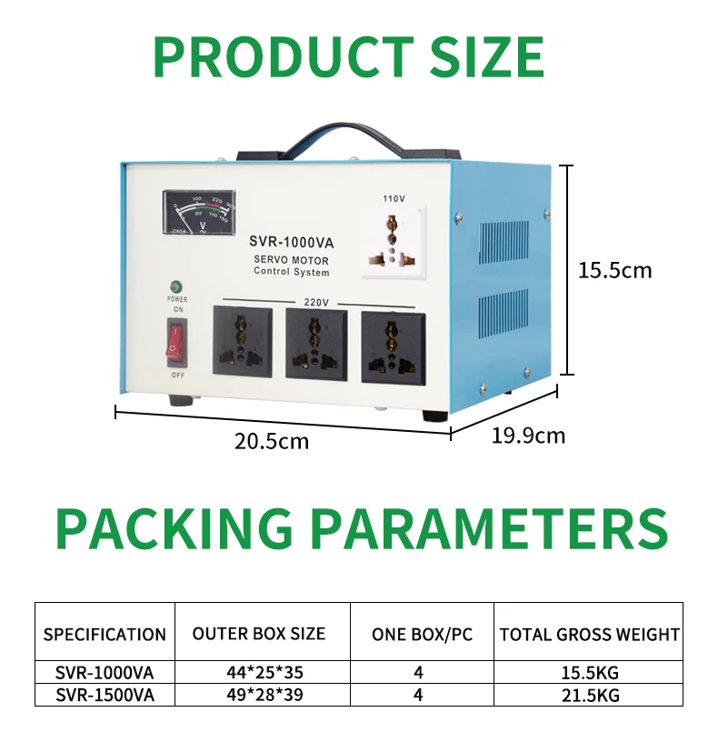 Hight Quality Single Phase 1000va 1500va 3000va 220v Servo Motor Avr Time Delay Automatic Voltage Regulator Stabilizer 3