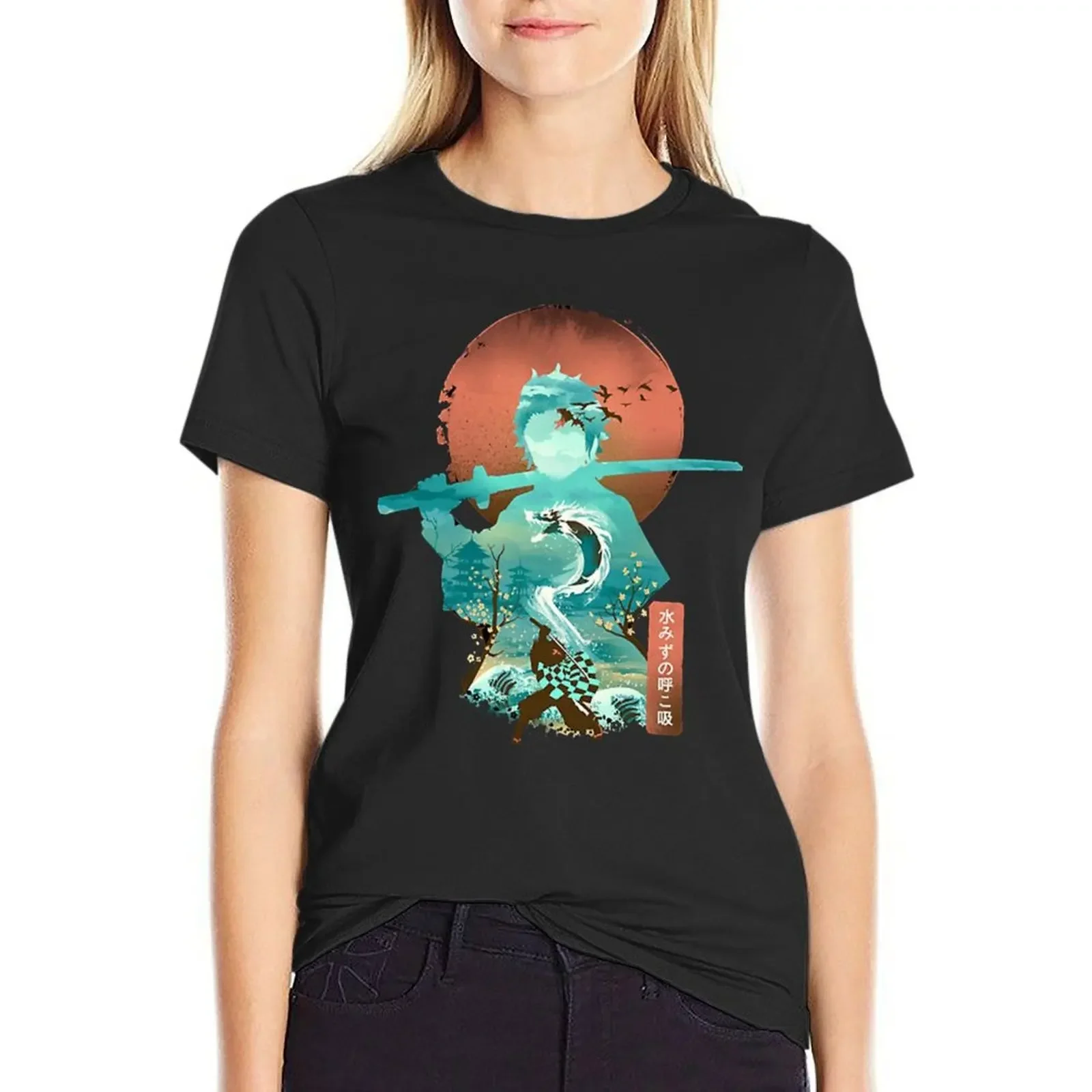 

tanjirou T-Shirt graphics sports fans Aesthetic clothing anime Woman clothing
