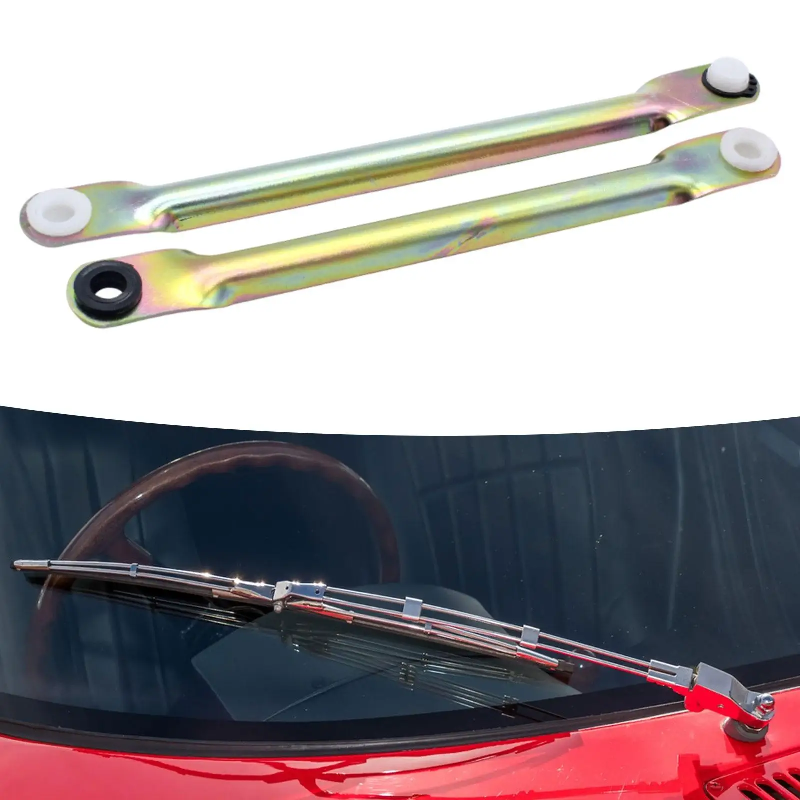 

2x Wiper Motor Linkage Push Rods Heavy Duty Easily Install Repair Part Professional Auto Accessories Replaces for Kangoo