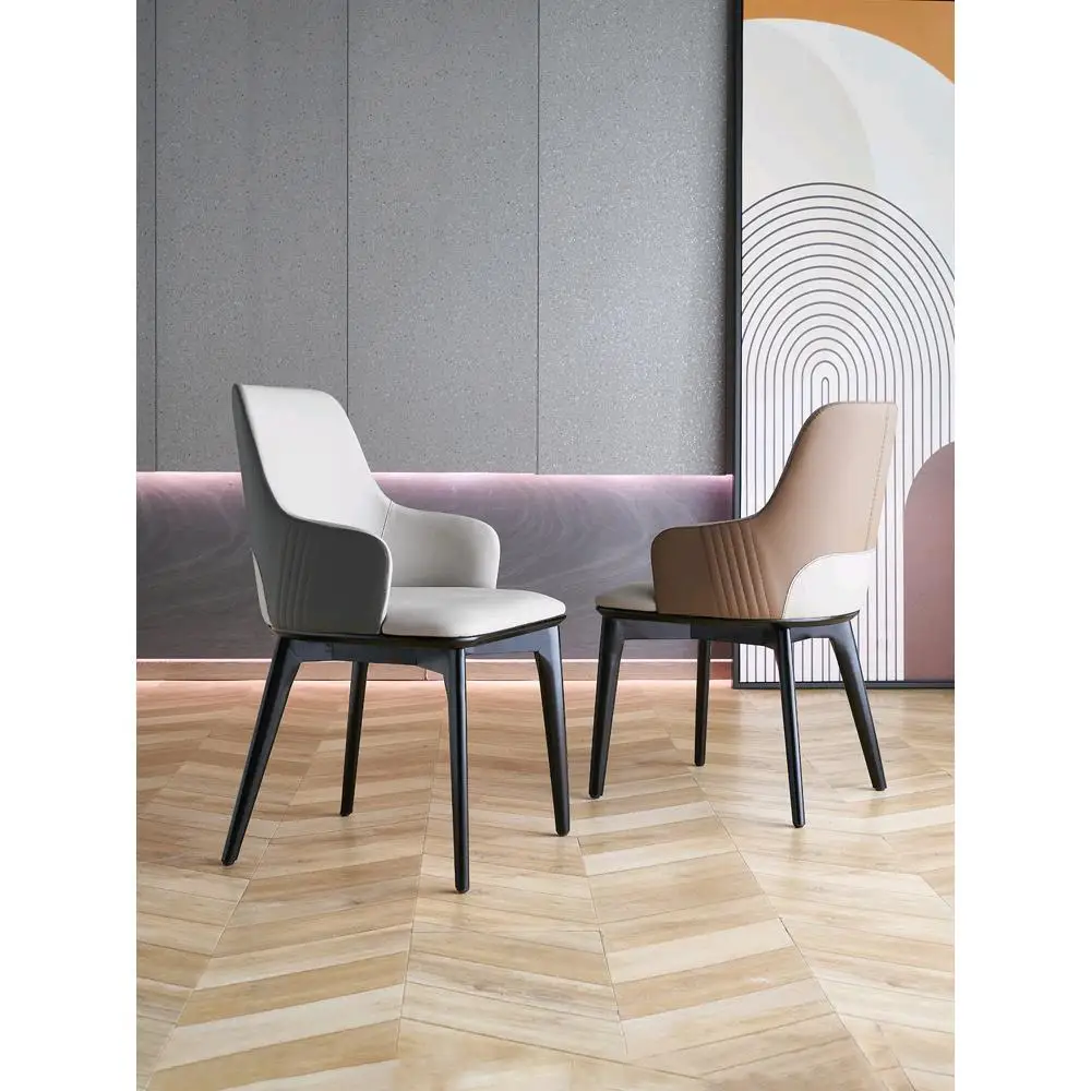 

Italian solid wood dining chair soft Nordic home back chair