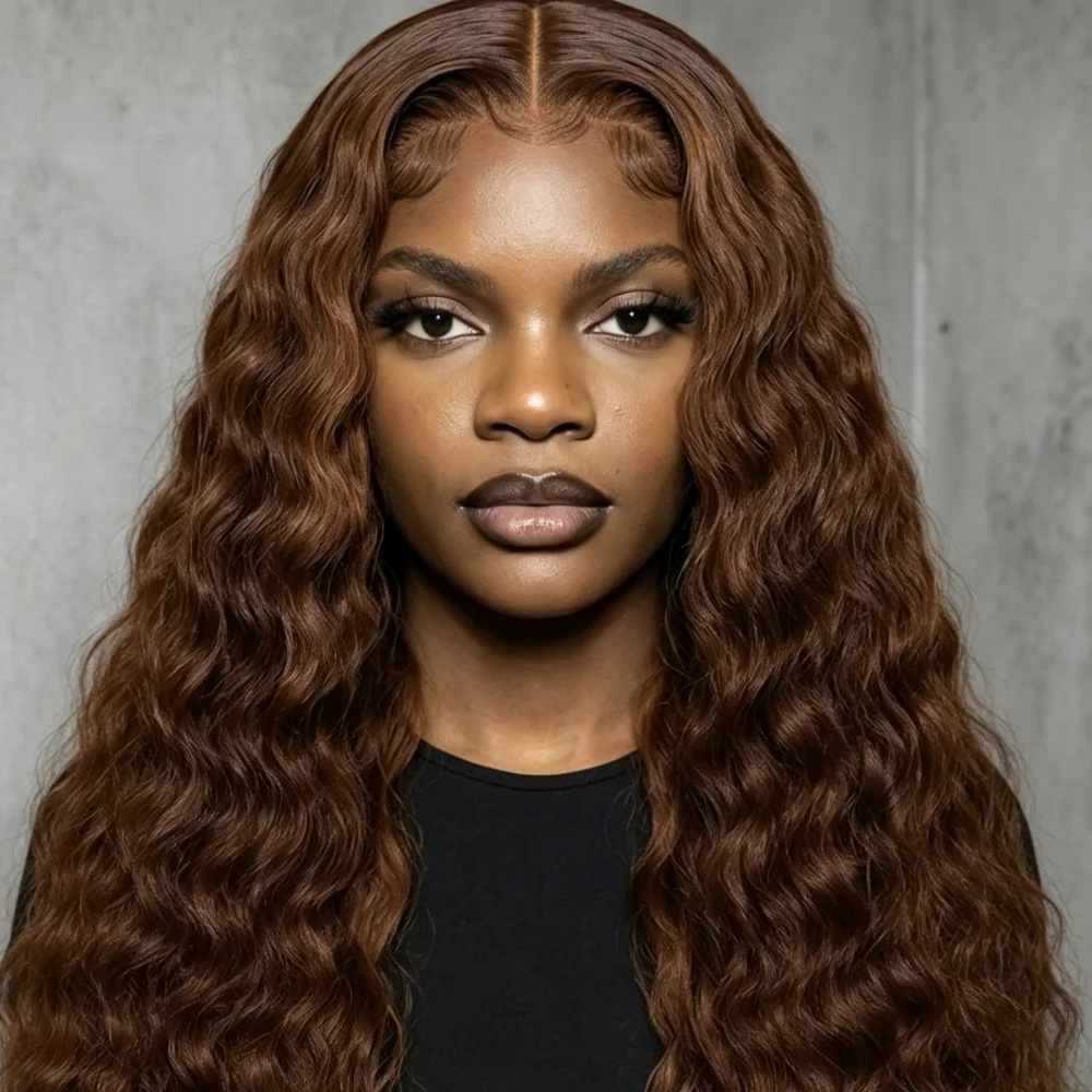 

Brown Kinky Curly Glueless 26 inch 180 Density Lace Front Wig For Women Natural Hairline Synthetic Preplucked Baby Hair