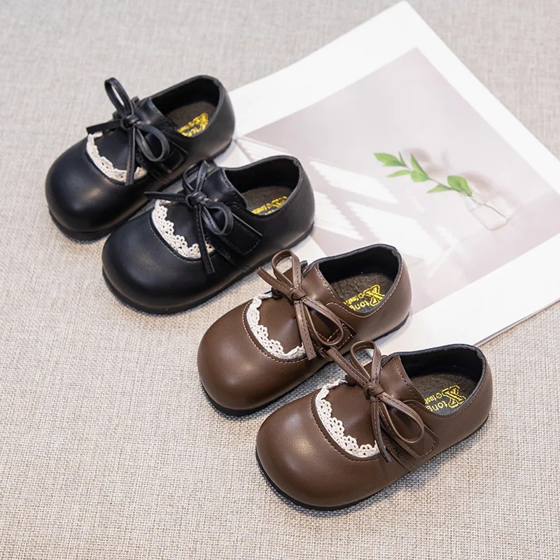 

Fashion Girl Bow Leather Shoes 2025 Autumn New Kids Casual Shoe Simple Versatile Girls' Princess Shoes Zapatos De Mujer