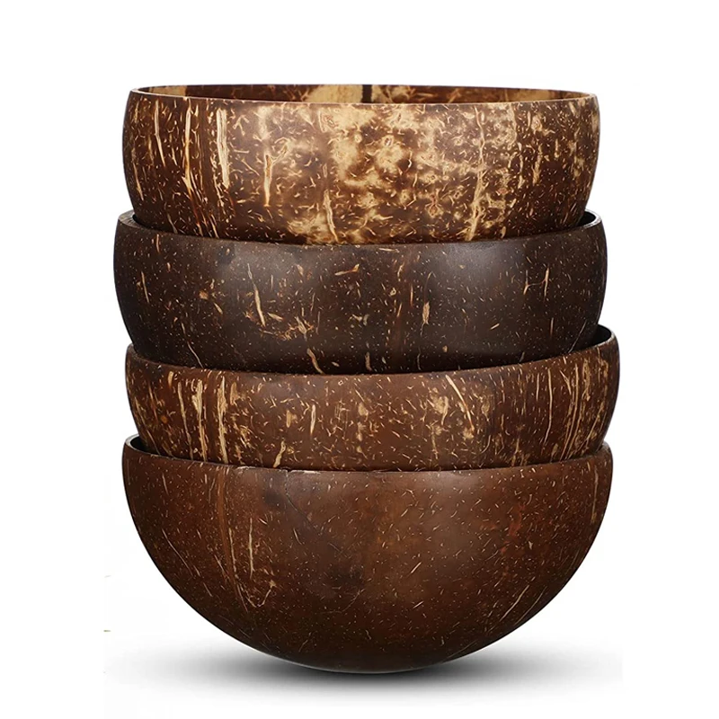 

4Pcs Coconut Bowl Mini Fruit Salad Bowl Coconut Shell Bowls for Food Soup Snack Smoothie Bowl Restaurant Party Kitchen Tableware