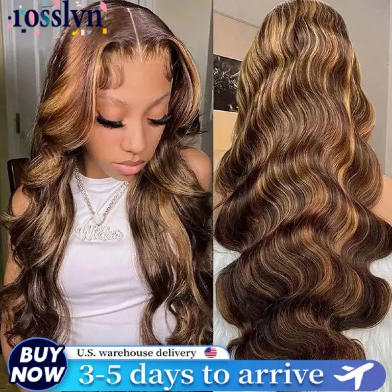 

Парик из натуральных волос Rosslyn Body Wave, с мелированием P4/27, HD-кружево 13x6, бразильские волосы, распродажа