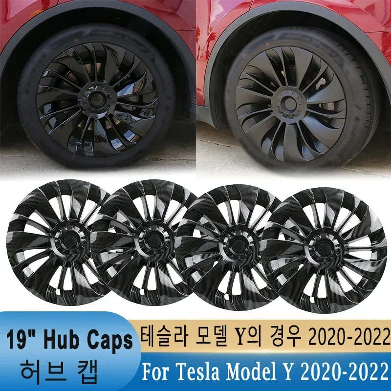 19 inch Hub Caps For Tesla Model Y 2020-2022 Wheel Cover Hub Caps Rim Cover Vehicle Car Exterior Tyre Tire Trim Accessories